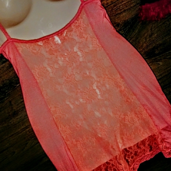 Victoria's Secret Nightie Size S Coral Lace Panel - Picture 5 of 11